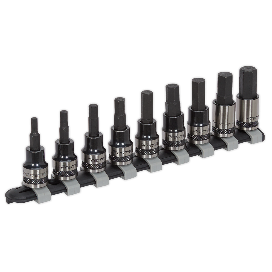 AK7986 Premier Black Hex Key Socket Bit Set 3/8"Sq Drive 9pc