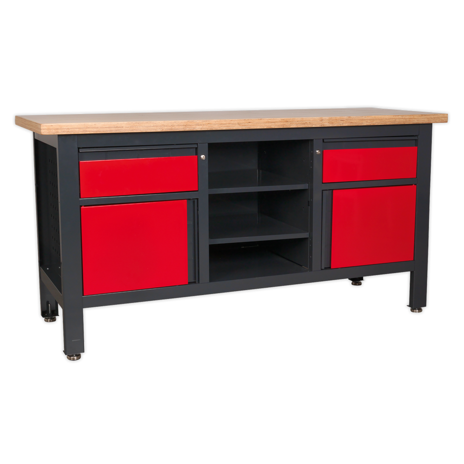 AP1905A Workbench with 2 Drawers 2 Cupboards & Open Storage