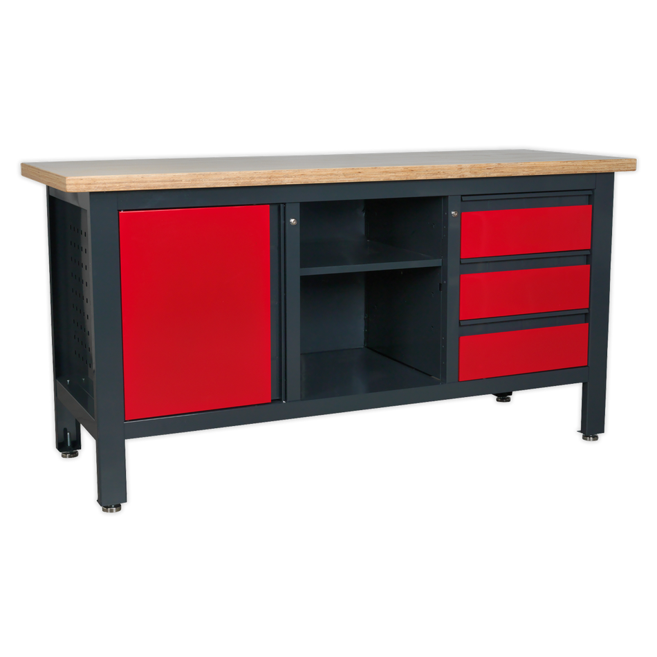 AP1905B Workbench with 3 Drawers 1 Cupboard & Open Storage
