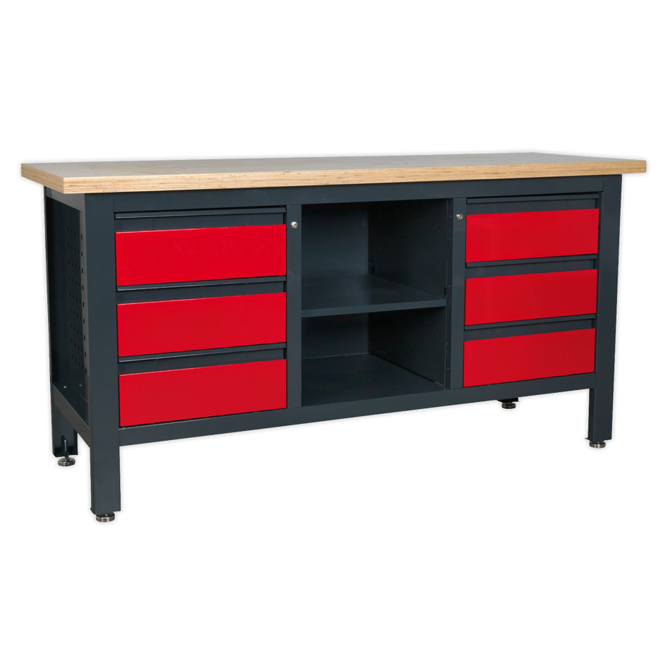 AP1905D Workbench with 6 Drawers & Open Storage