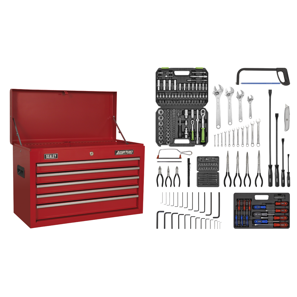 AP225COMBO Topchest 5 Drawer with 272pc Tool Kit - Red