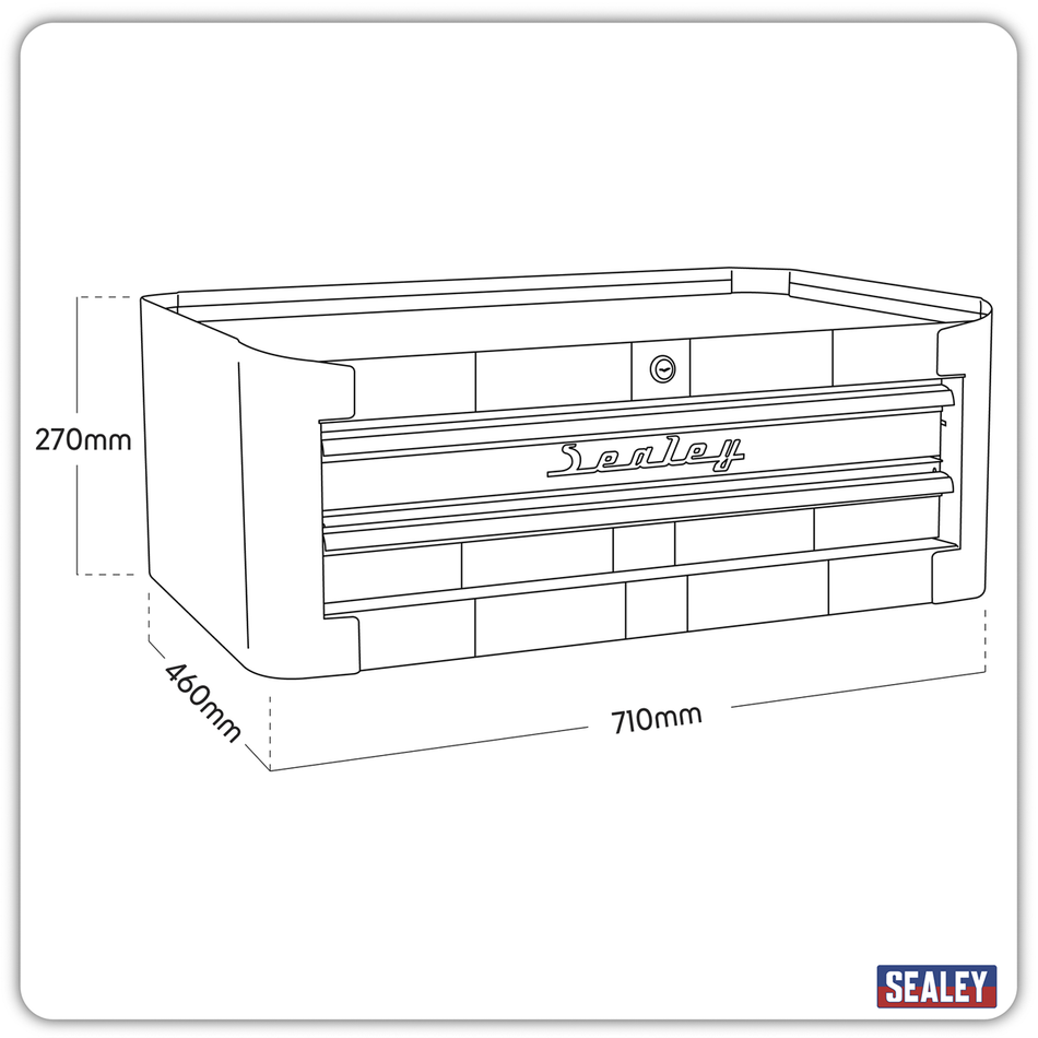 AP28102BWS Premier Retro Style Mid-Box Tool Chest 2 Drawer - Blue with White Stripes