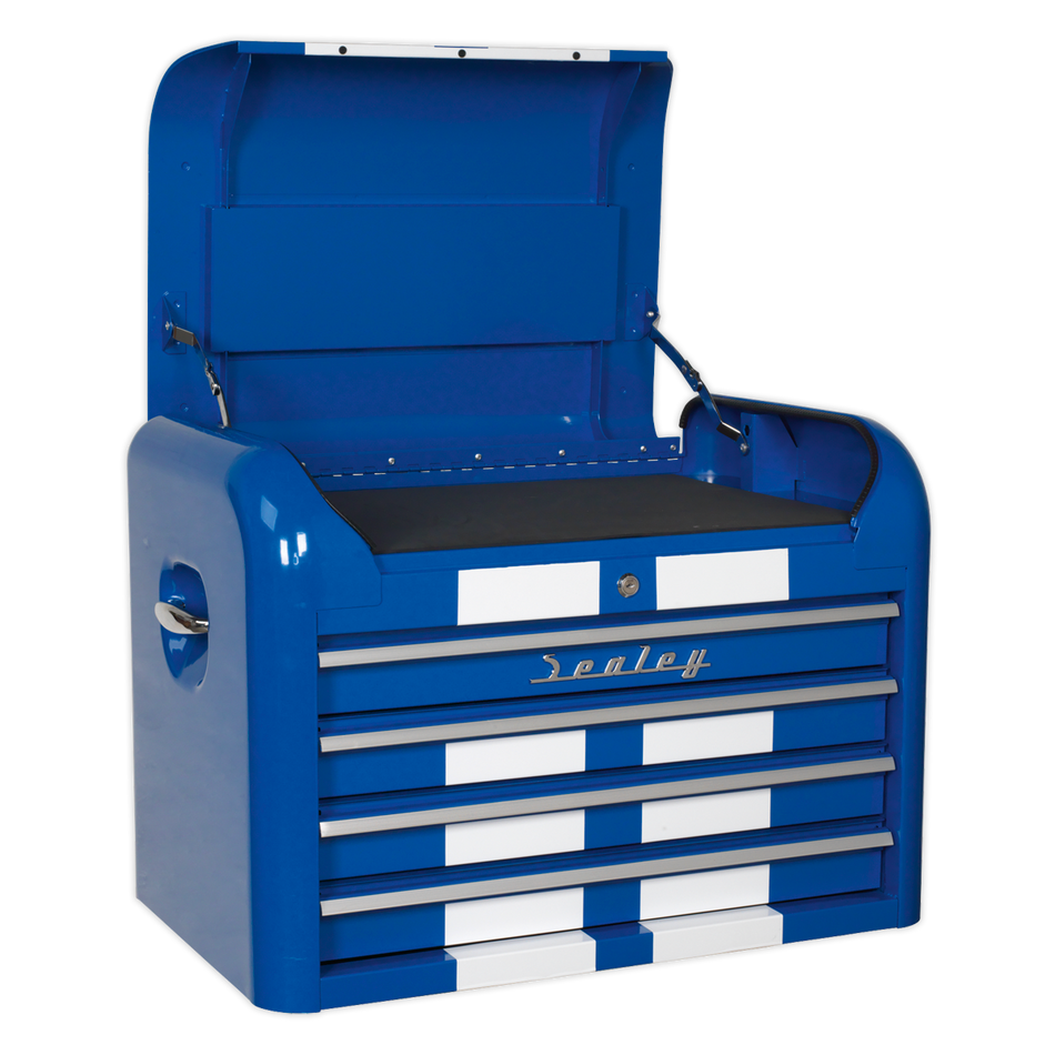 AP28104BWS Premier Retro Style Topchest 4 Drawer - Blue with White Stripes