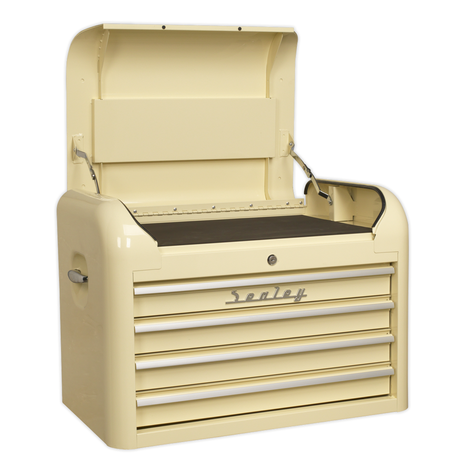 AP28COMBO2 Premier Retro Style Topchest Mid-Box Tool Chest & Rollcab Combination 10 Drawer - Cream