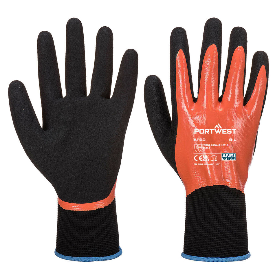 AP30 Grip 15 Nitrile Foam Aqua Glove  S Orange/Black