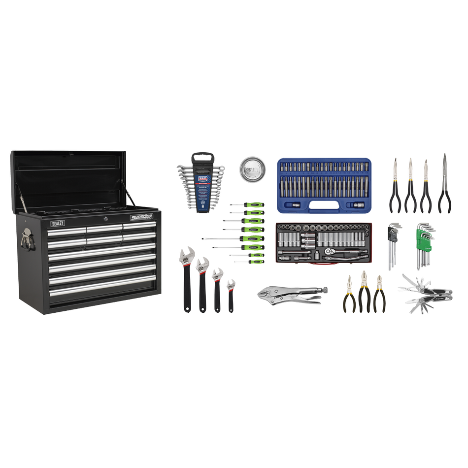 AP33109BCOMBO Superline PRO Topchest 10 Drawer with 140pc Tool Kit - Black