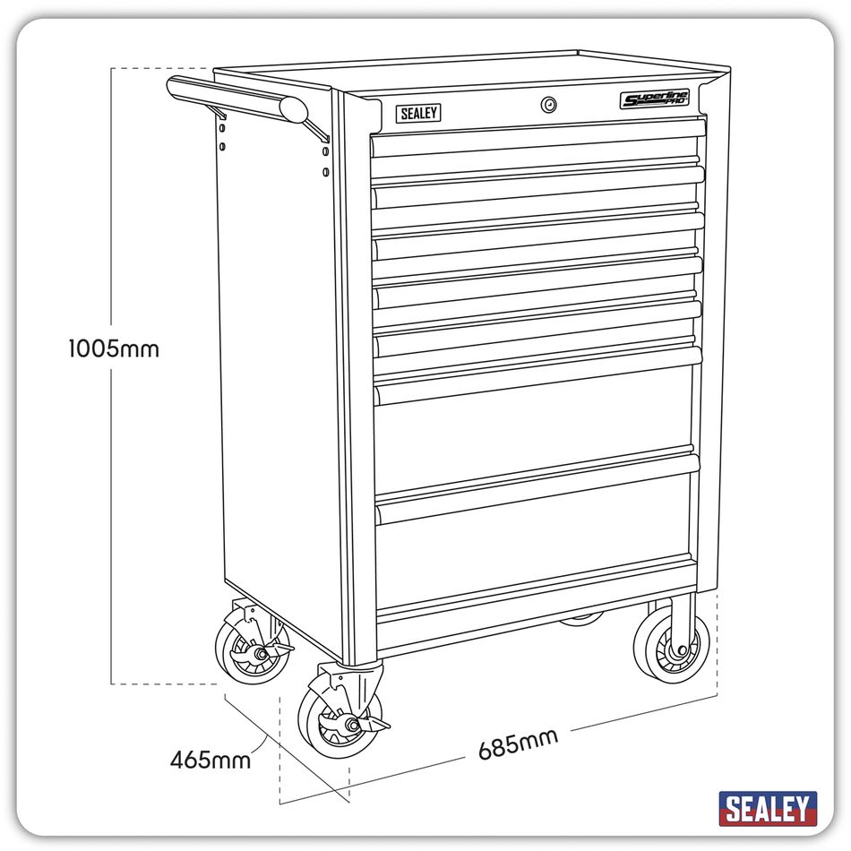 AP33479B Superline PRO Rollcab 7 Drawer - Black