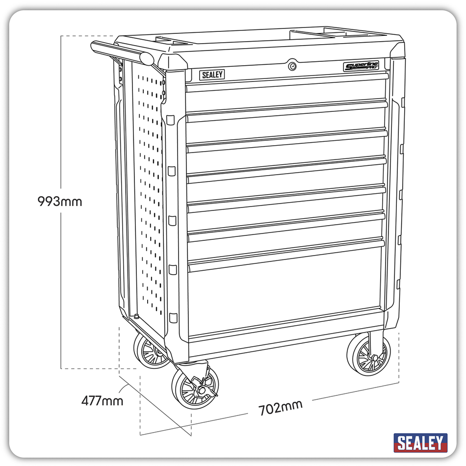 AP3407 Superline PRO Rollcab 7 Drawer - Red