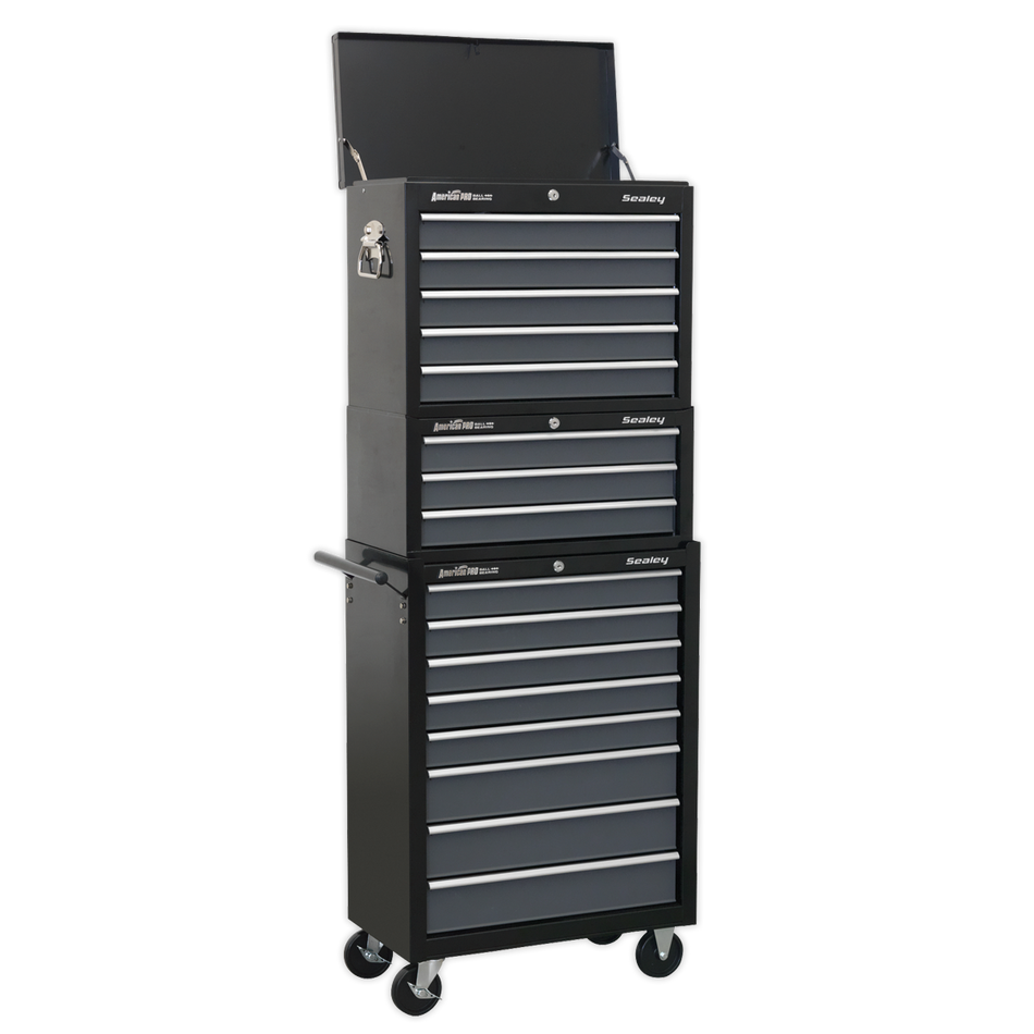 AP35STACK American PRO Tool Chest Combination 16 Drawer - Black/Grey