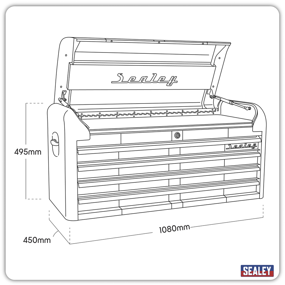 AP41104BWS Premier Retro Style Wide Topchest 4 Drawer - Blue with White Stripes