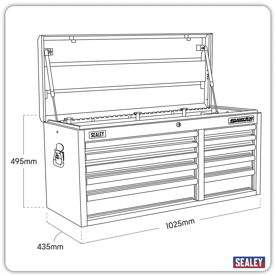 AP41110 Superline PRO Heavy-Duty Topchest 10 Drawer - Red