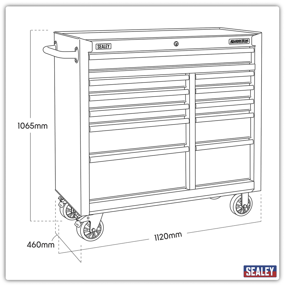 AP4111BE Superline PRO Black Edition Rollcab with 11 Soft Close Drawers 1040mm