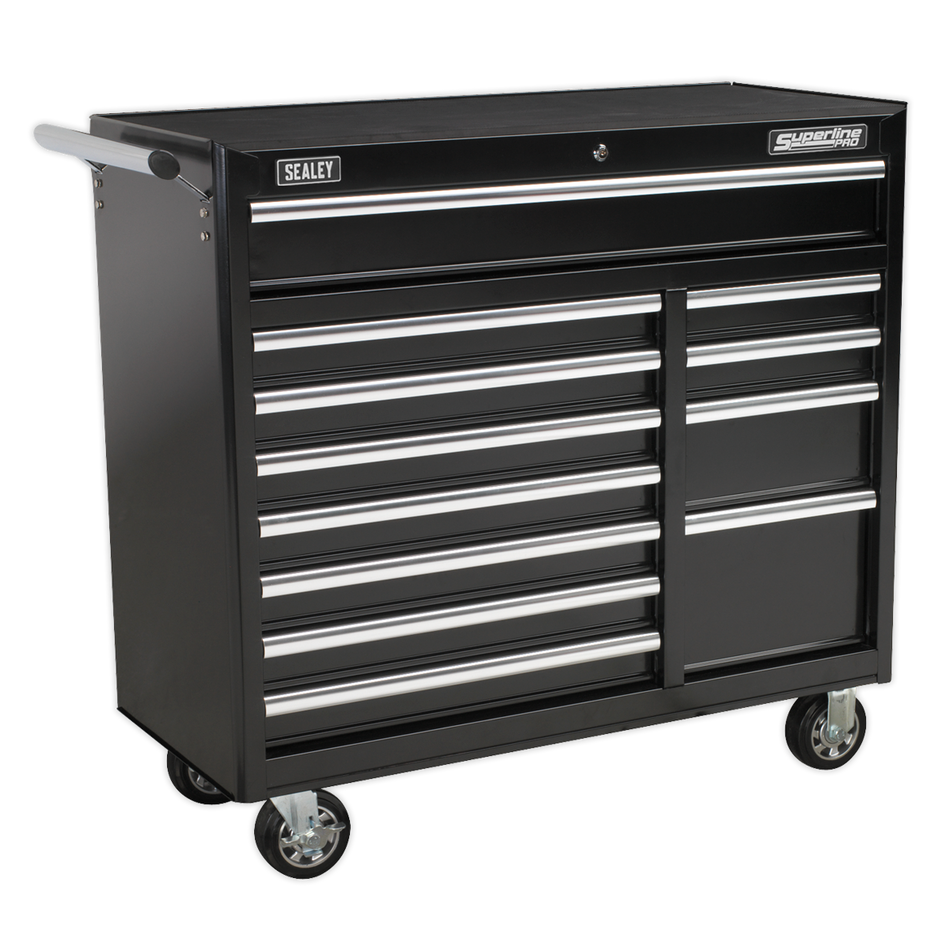 AP41120B Superline PRO Heavy-Duty Rollcab 12 Drawer - Black