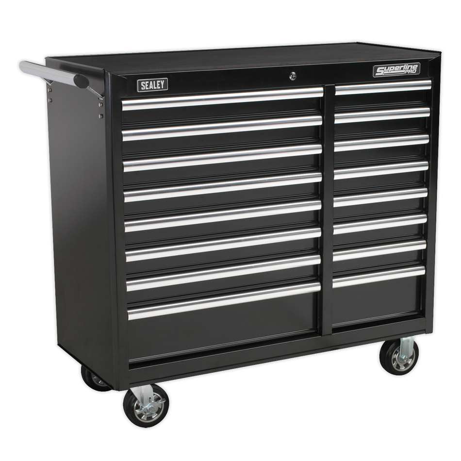 AP41169B Superline PRO Heavy-Duty Rollcab 16 Drawer - Black