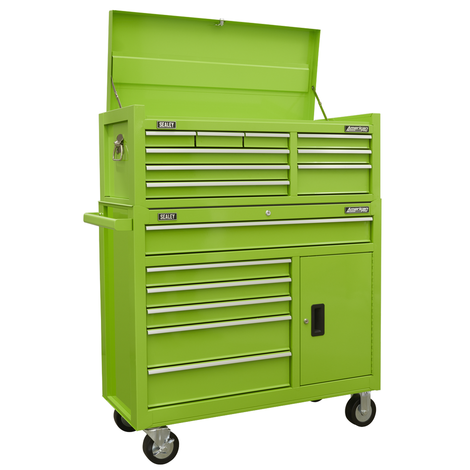 AP41STACKHV American PRO Topchest & Rollcab Combination 15 Drawer - Green