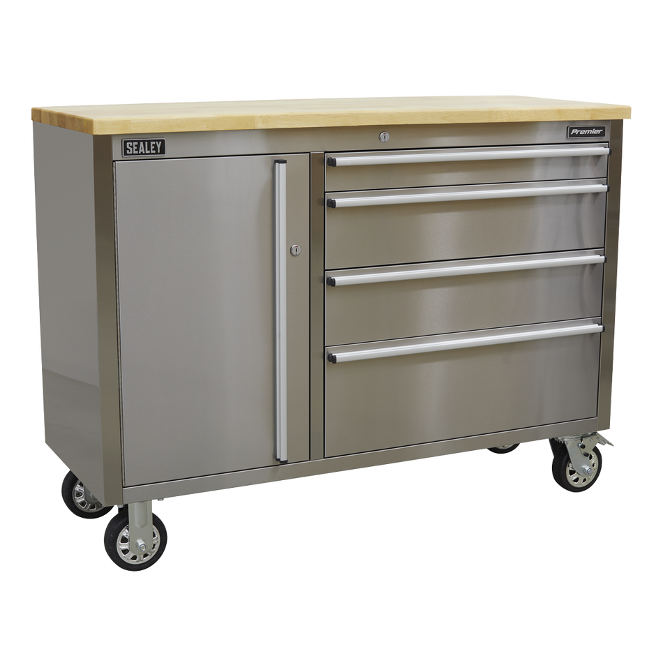 AP4804SS Premier Mobile Stainless Steel Tool Cabinet 4 Drawer