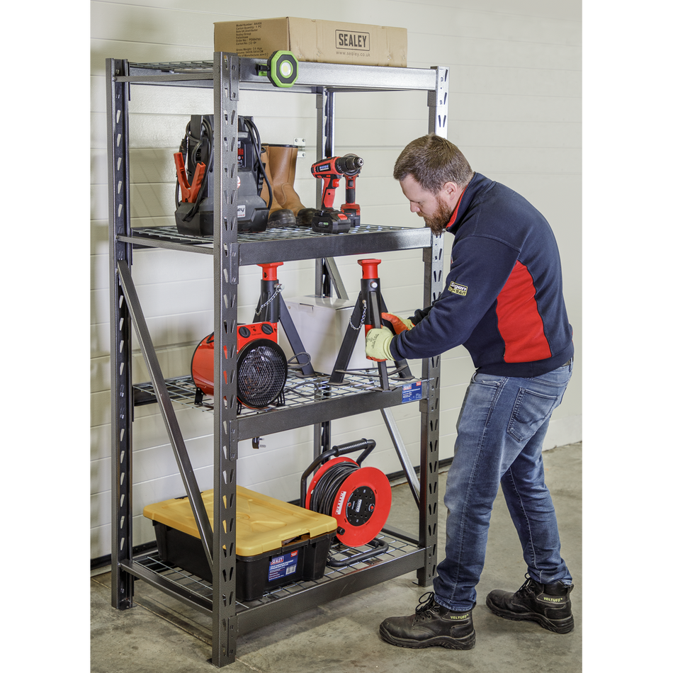 AP6372 Heavy-Duty Racking Unit with 4 Mesh Shelves 640kg Capacity Per Level