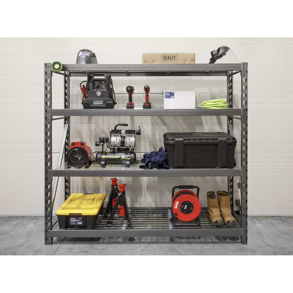 AP6572 Heavy-Duty Racking Unit with 4 Mesh Shelves 640kg Capacity Per Level