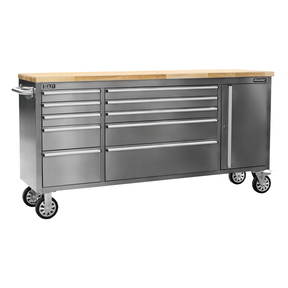 AP7210SS Premier Mobile Stainless Steel Tool Cabinet & Cupboard 10 Drawer
