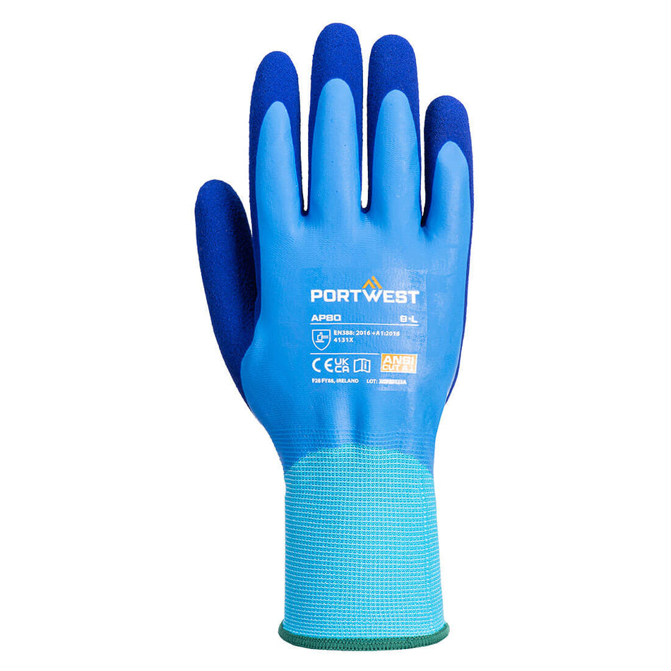 AP80 Grip 13 Latex Foam Aqua Glove  M Blue