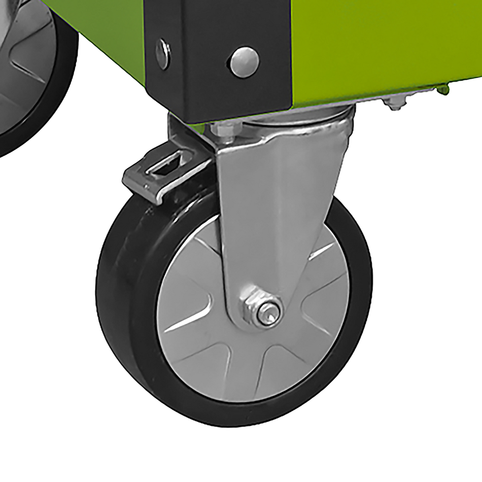 AP890MHV Superline PRO Heavy-Duty Mobile Tool & Parts Trolley with 5 Drawers and Lockable Top - Hi-Vis Green