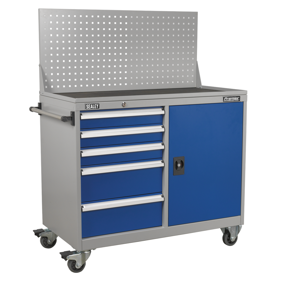 API1103A Premier Industrial Mobile Workstation with 5 Drawers & 1 Shelf