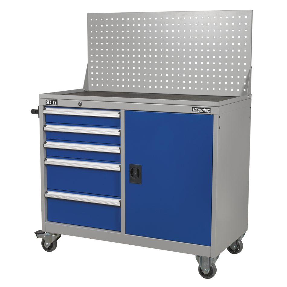API1103A Premier Industrial Mobile Workstation with 5 Drawers & 1 Shelf