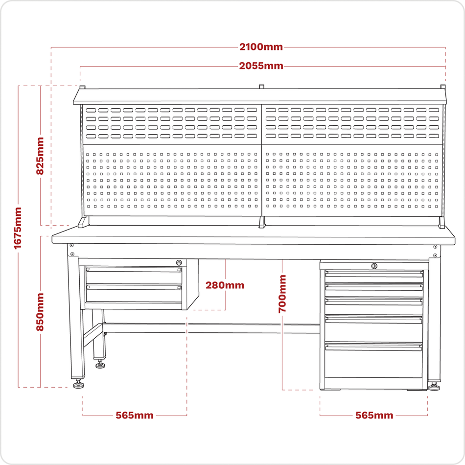 API2100COMB02 Premier Industrial Complete Workstation & Cabinet Combo 2.1m