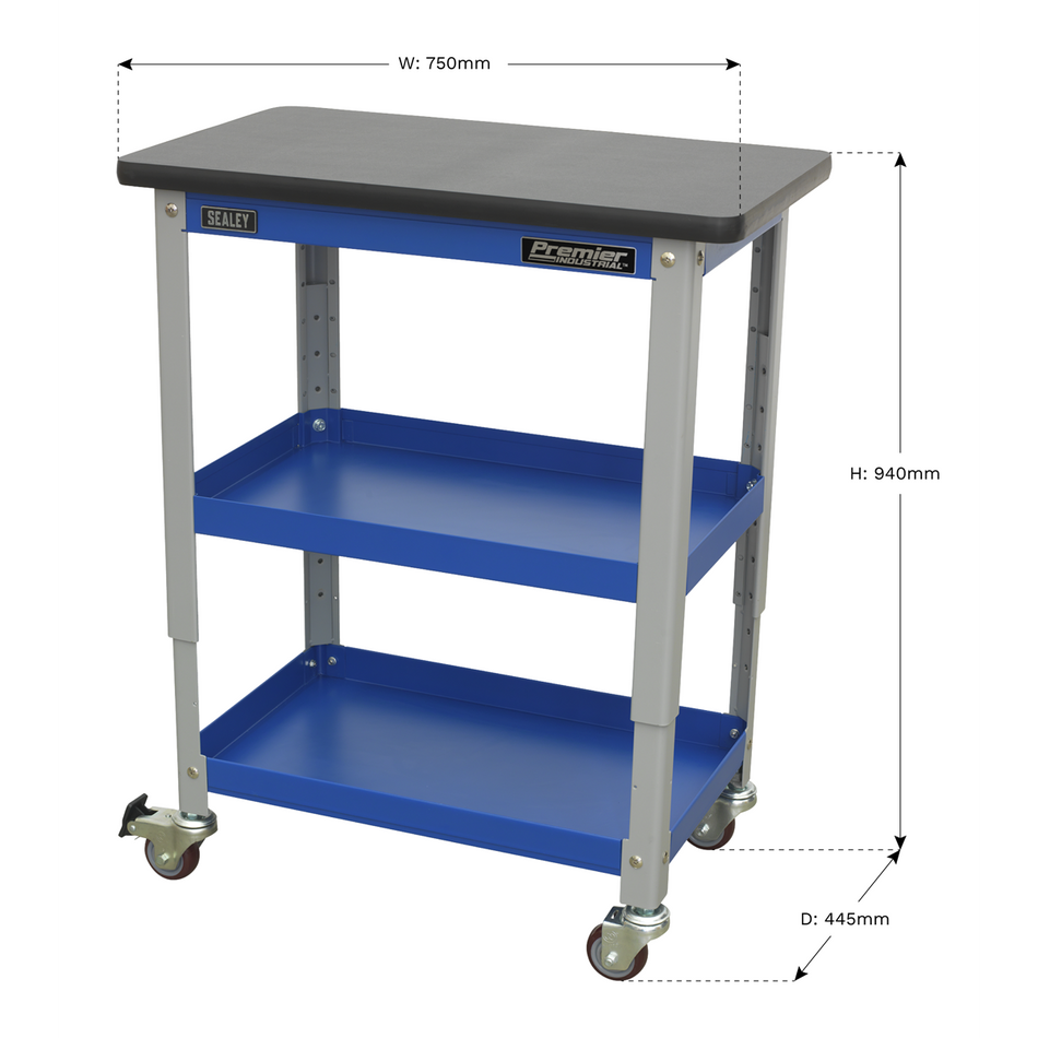 API2103 Premier Industrial Workshop Trolley 3-Level