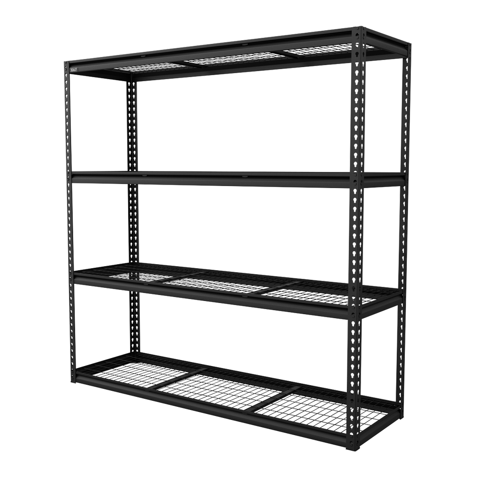 APMR1 Heavy-Duty Modular Racking Unit with 4 Mesh Shelves 1830mm 300kg Capacity Per Level