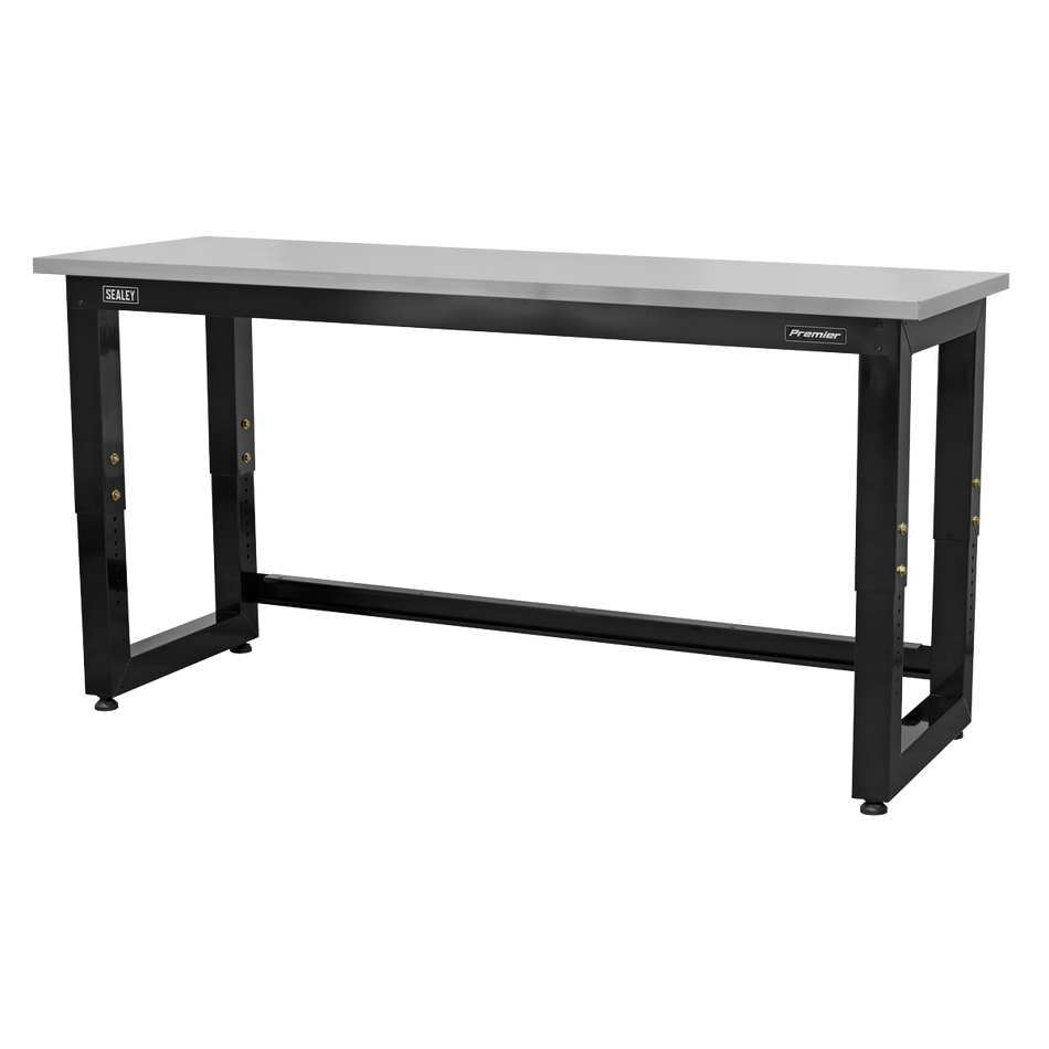 APMS23 Premier Heavy-Duty Steel Adjustable Workbench with Stainless Steel Worktop 1830mm