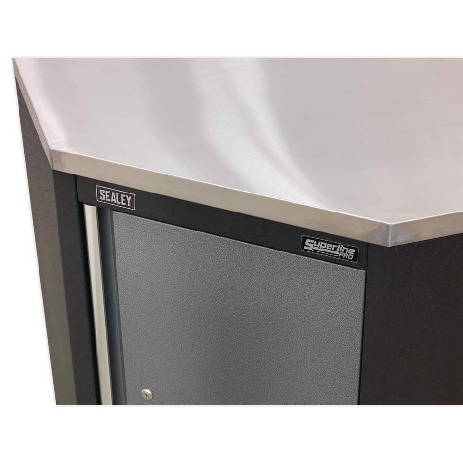 APMS60SS Superline PRO Stainless Steel Worktop for Modular Corner Cabinet 865mm