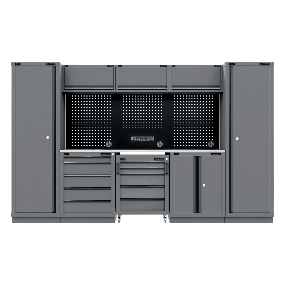 APMSBESTACK01SS Superline PRO Black Edition Storage System with Stainless Worktop 3.24m