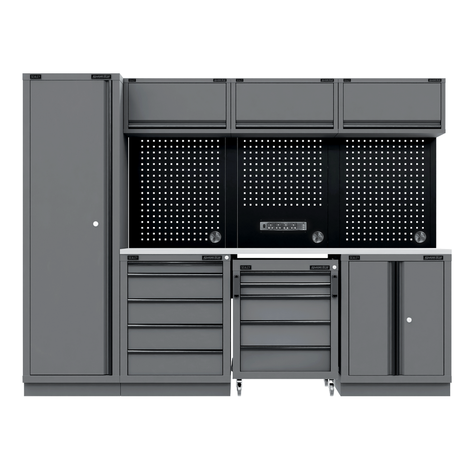 APMSBESTACK02SS Superline PRO Black Edition Storage System with Stainless Worktop 2.64m