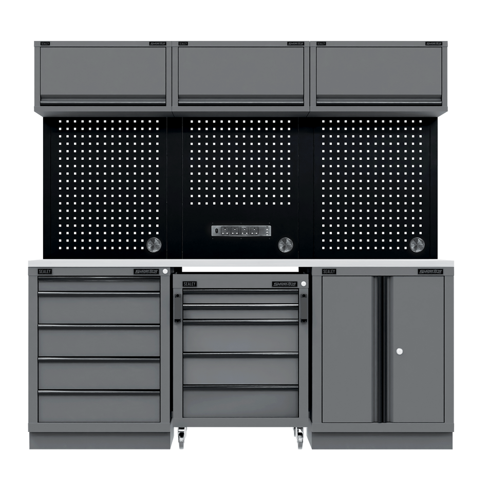 APMSBESTACK03SS Superline PRO Black Edition Storage System with Stainless Worktop 2.04m