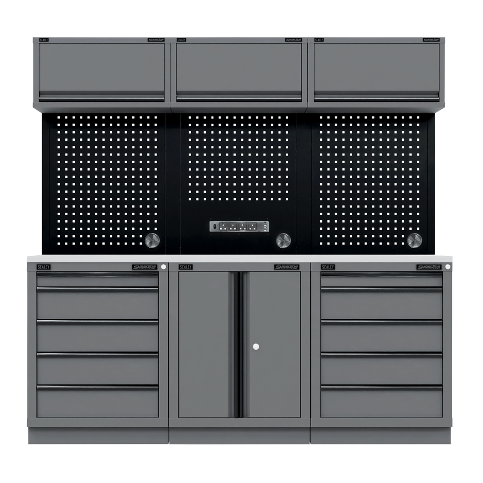 APMSBESTACK04SS Superline PRO Black Edition Storage System with Stainless Worktop 2.04m