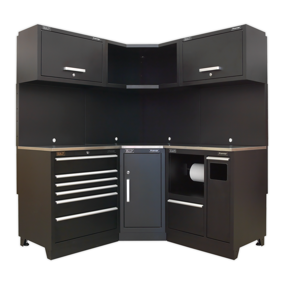 APMSCOMBO6SS Premier Corner Storage System with Stainless Worktop 1.71m