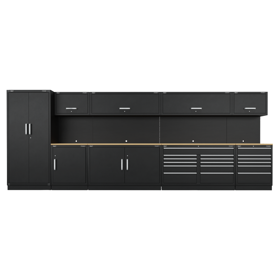 APMSOAK Premier Storage System with Hardwood Worktop 5.58m