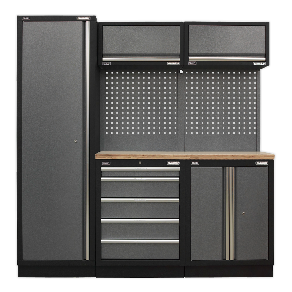 APMSSTACK02W Superline PRO Storage System with Wood Worktop 1.96m