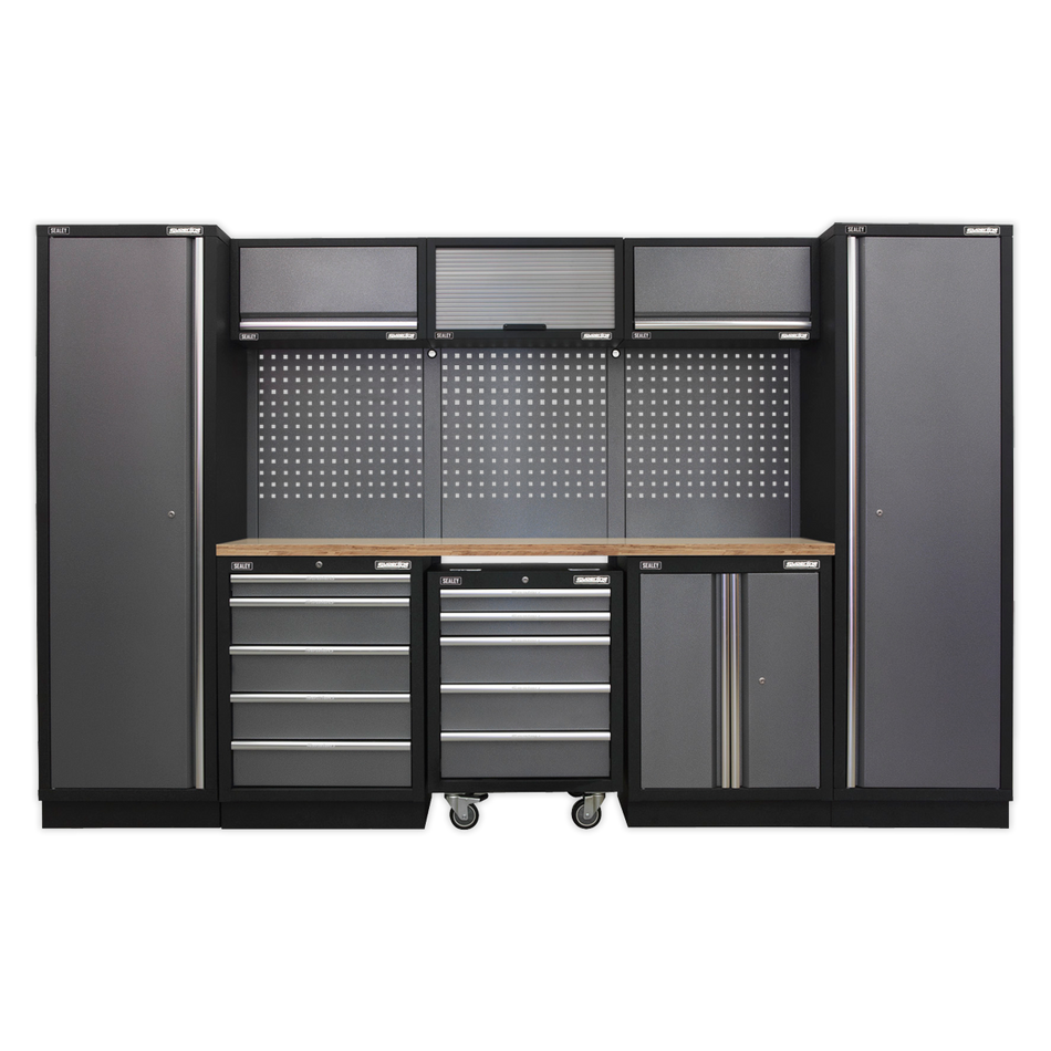 APMSSTACK03W Superline PRO Storage System with Wood Worktop 3.24m