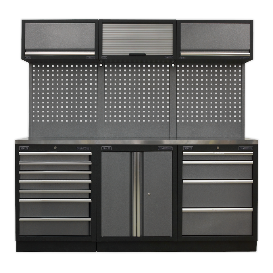 APMSSTACK07SS Superline PRO Storage System with Stainless Worktop 2.04m