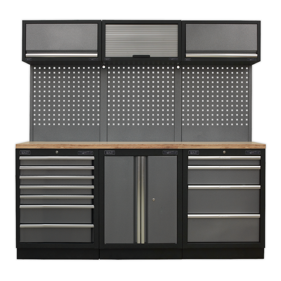 APMSSTACK07W Superline PRO Storage System with Wood Worktop 2.04m