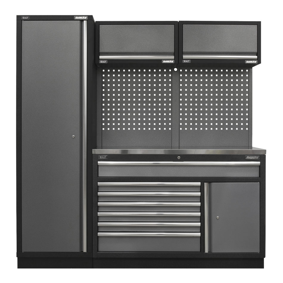 APMSSTACK09SS Superline PRO Storage System with Stainless Steel Worktop 1.96m