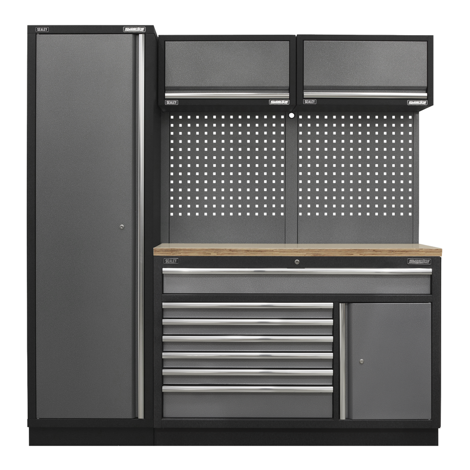 APMSSTACK09W Superline PRO Storage System with Pressed Wood Worktop 1.96m