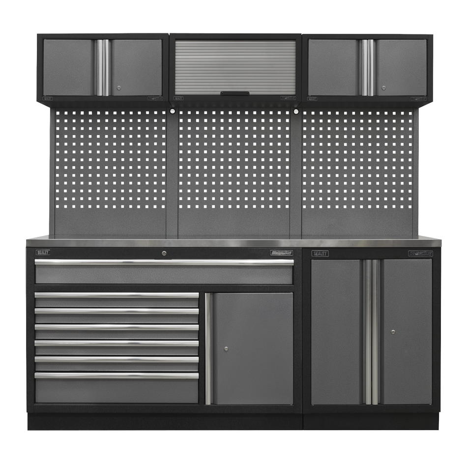 APMSSTACK11SS Superline PRO Storage System with Stainless Steel Worktop 2.04m