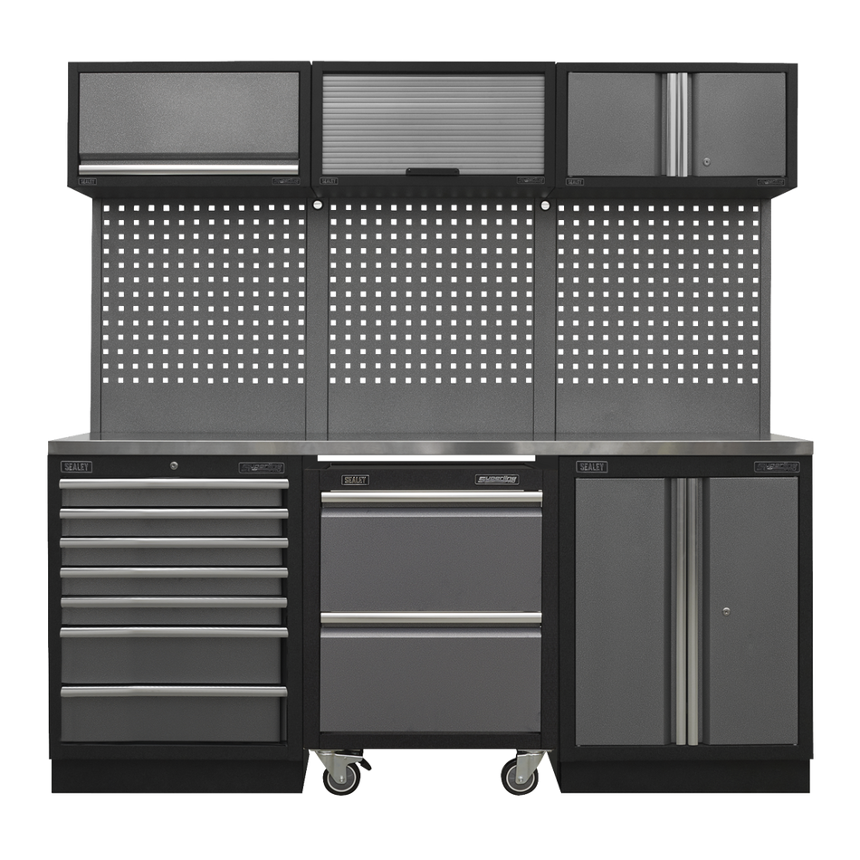 APMSSTACK12SS Superline PRO Storage System with Stainless Steel Worktop 2.04m