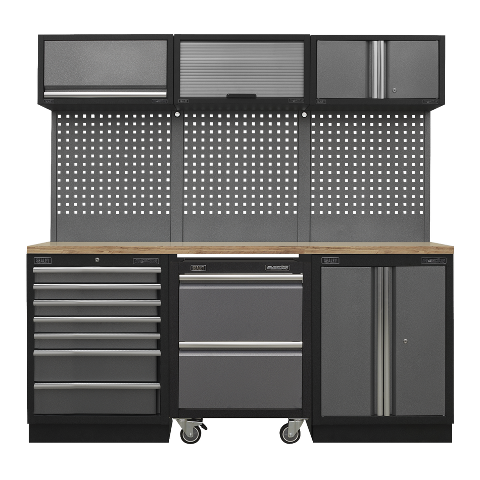 APMSSTACK12W Superline PRO Storage System with Pressed Wood Worktop 2.04m