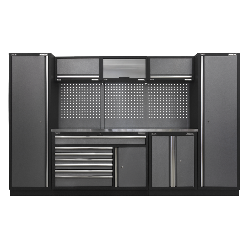 APMSSTACK13SS Superline PRO Storage System with Stainless Steel Worktop 3.24m