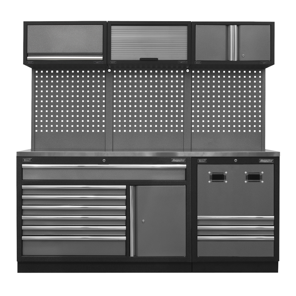 APMSSTACK14SS Superline PRO Modular Storage System Combo with Stainless Steel Worktop