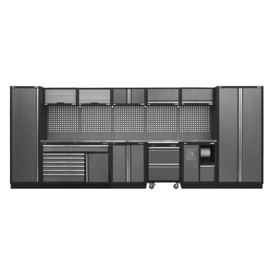 APMSSTACK15SS Superline PRO Storage System with Stainless Worktop 4.92m